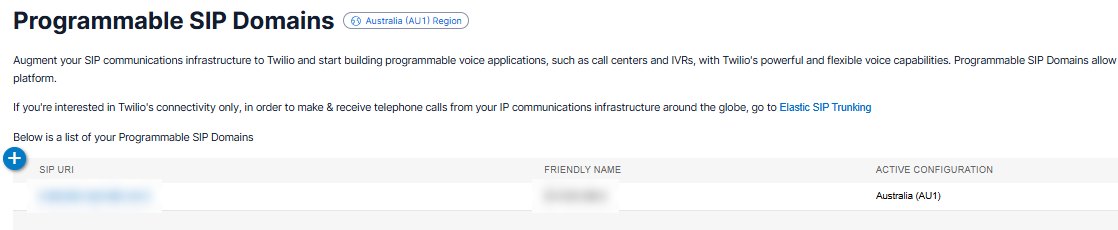 Opt-in forms & voice: SIP domain set up for the same clinic in the Australia region